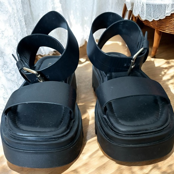 ZARA Leather women size US 8 | UK 39 Platform chunky Sandals Y2K 90s look - Picture 9 of 13